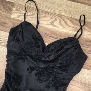 Rose Pattern Black Floral Maxi Dress